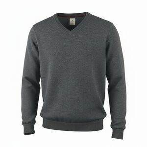 Canalside V-Neck Sweater Men's Wool Cotton Grey Size Large